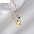 retro 14k gold pearl ring necklace leaf titanium steel collarbone chainpicture11